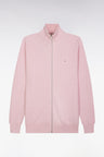 Straight-fit zipped pink honeycomb cotton cardigan