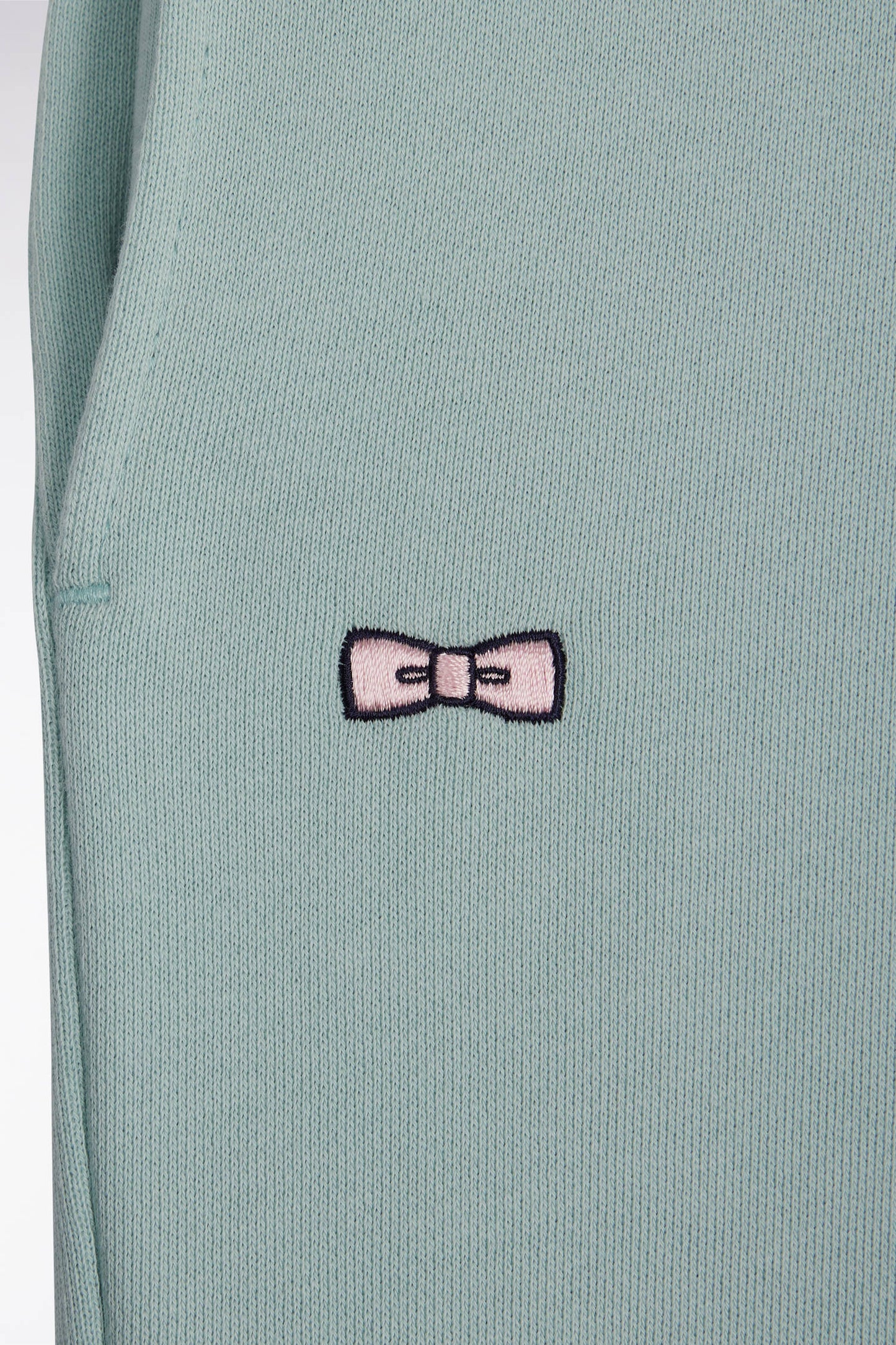 Sea green straight-cut cotton fleece jogging