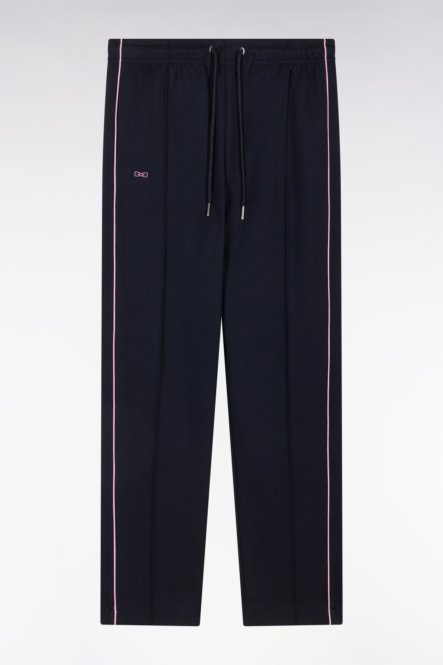 Straight-cut navy cotton interlock jogging pants