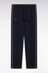 Straight-cut navy cotton interlock jogging pants