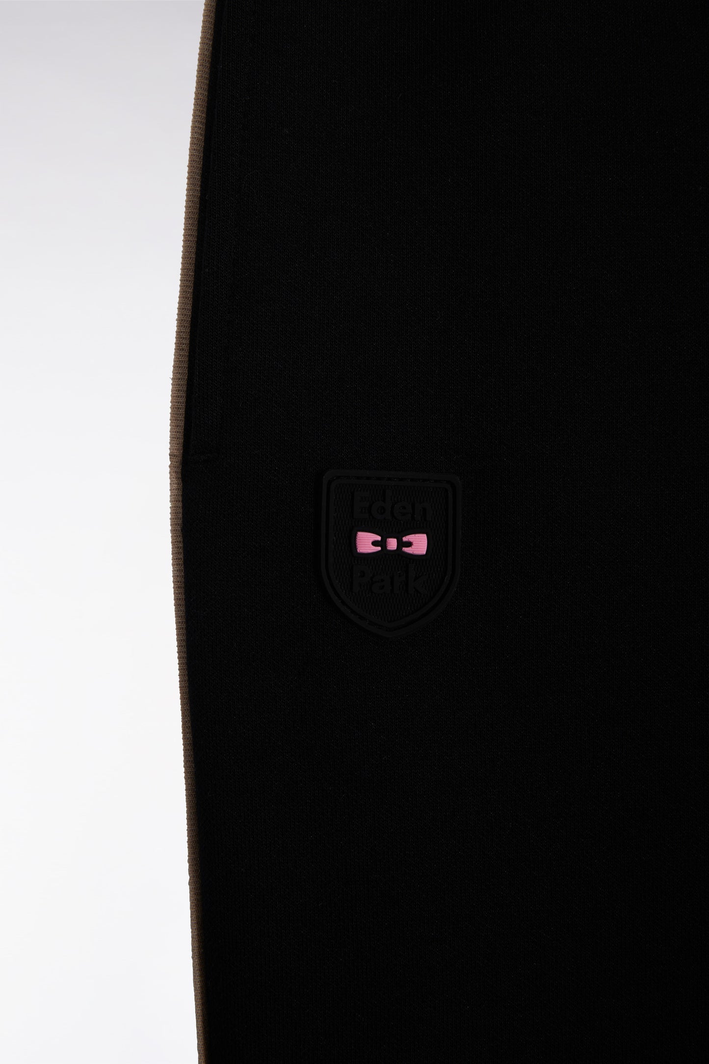 Straight-cut black cotton interlock jogging pants