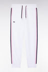 Relaxed-fit white cotton jogging pants with tricolor accents