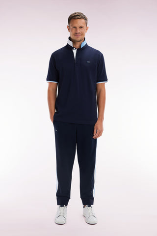 Relaxed-fit navy cotton jogging pants with tricolor accents