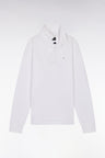 Straight-cut white Pima cotton long-sleeved rugby shirt