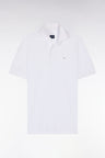 Slim-fit short-sleeved polo shirt in white stretch cotton piqué