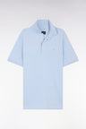 Slim-fit short-sleeved polo shirt in light blue stretch cotton piqué