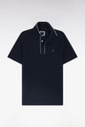 Slim-fit short-sleeved polo shirt in navy stretch cotton piqué