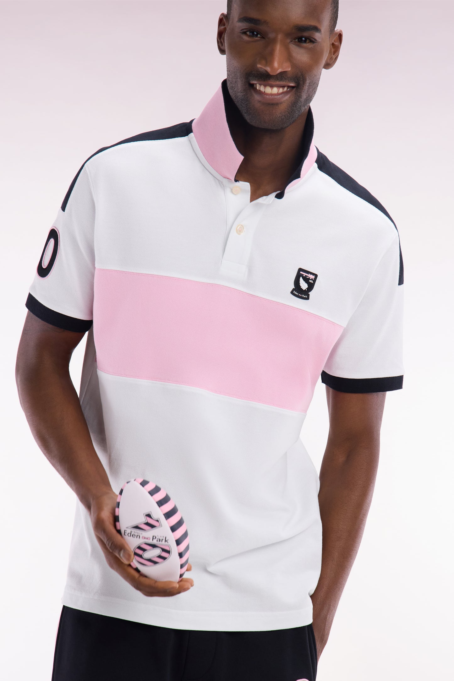 Relaxed-fit New Zealand short-sleeved polo shirt in white cotton