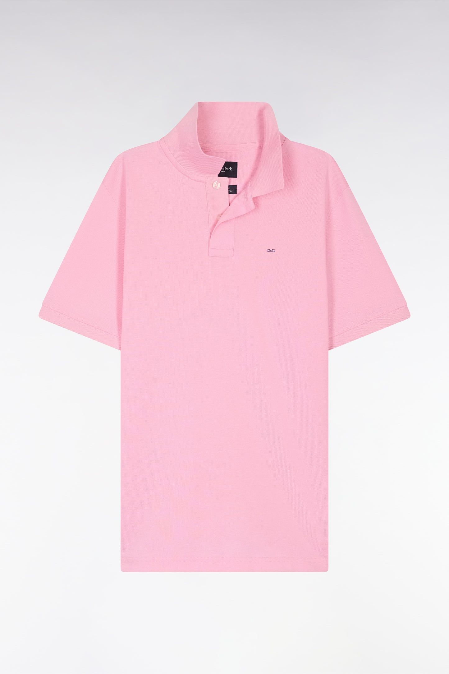 Straight-fit short-sleeved polo shirt in pink Pima cotton