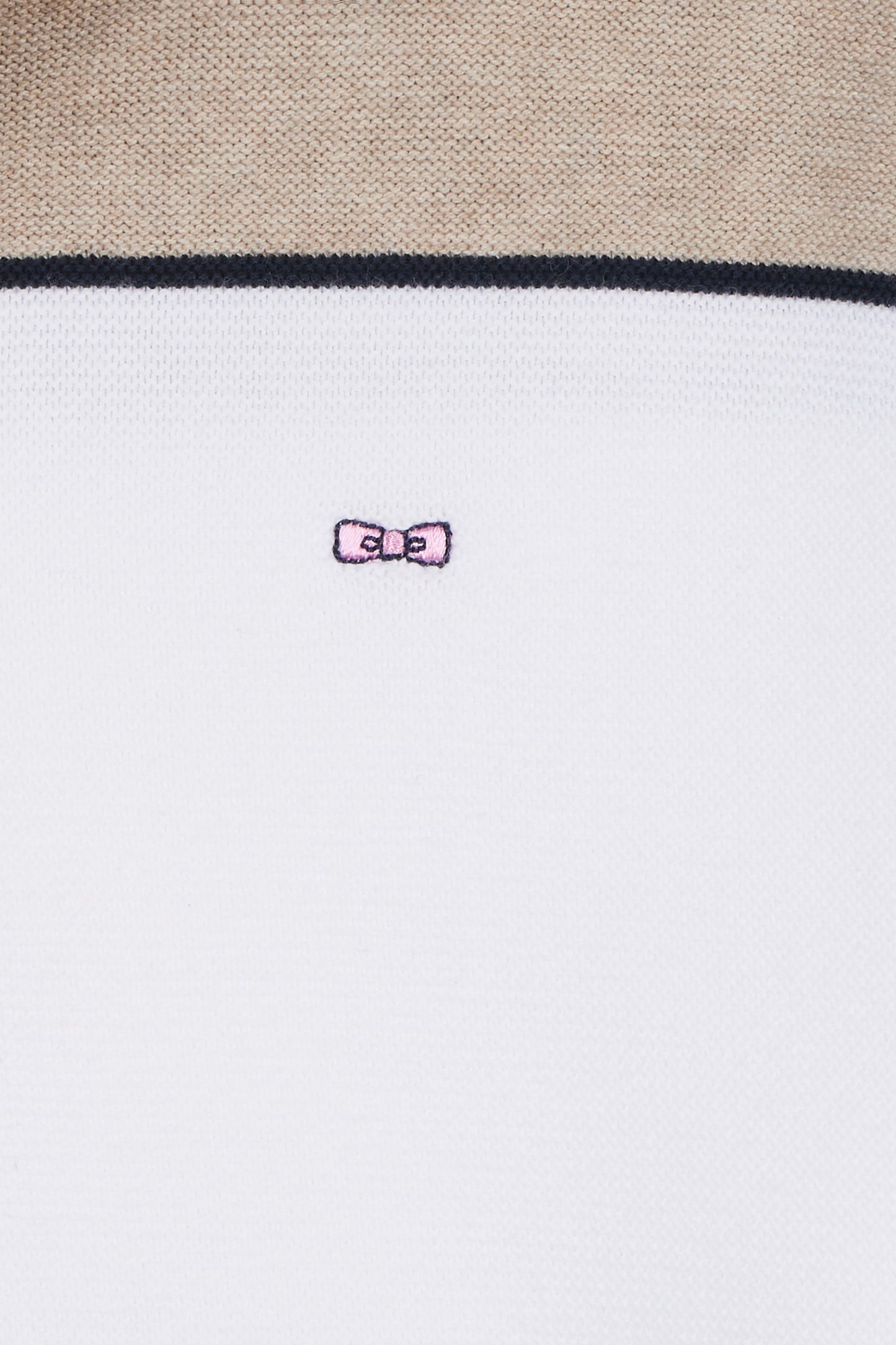 Straight-fit beige cotton jumper with a rugby-style collar