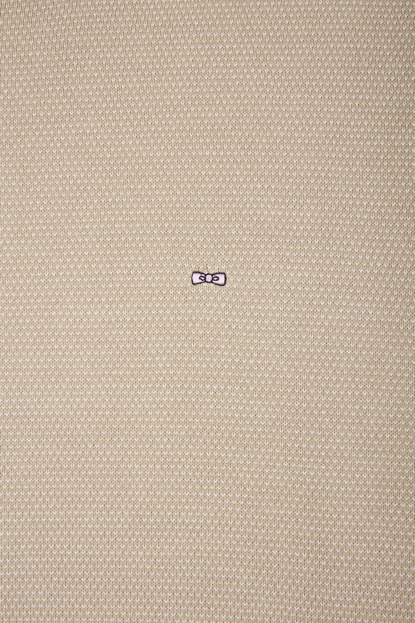 Straight-fit round neck cotton jumper in beige cotton