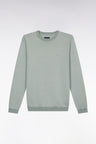 Straight-fit round neck cotton jumper in grey cotton