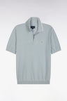 Straight-fit sky blue polo neck jumper in organic cotton and cashmere blend