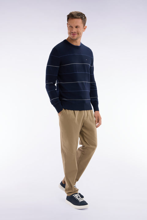 Round-neck navy cotton jumper - Image 3