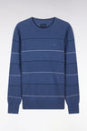 Round-neck blue cotton jumper