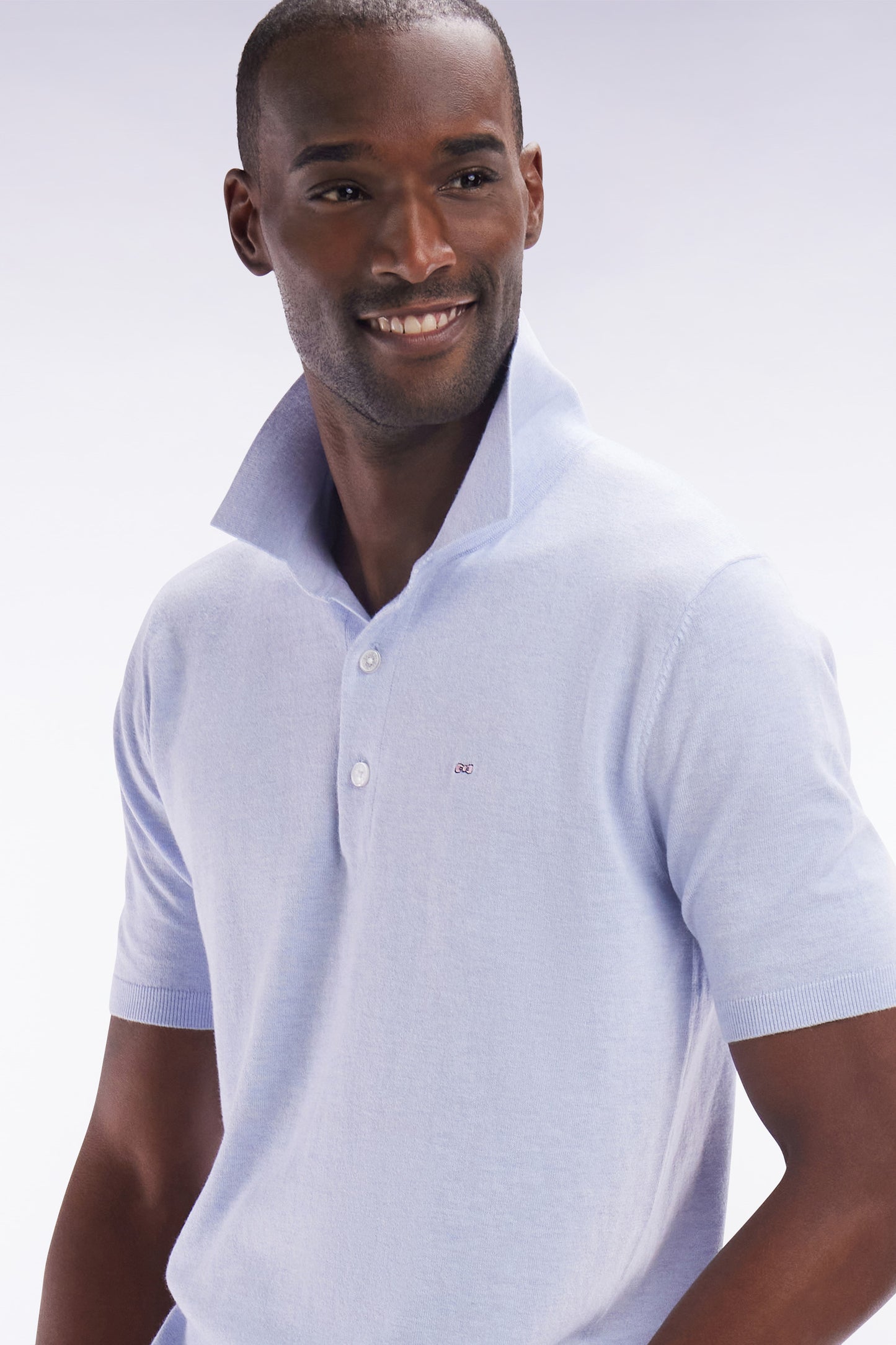 Straight-fit light grey cotton-silk-blend polo neck jumper