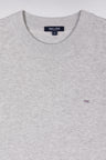 Straight-fit short-sleeved round-neck grey jumper in organic cotton cashmere blend