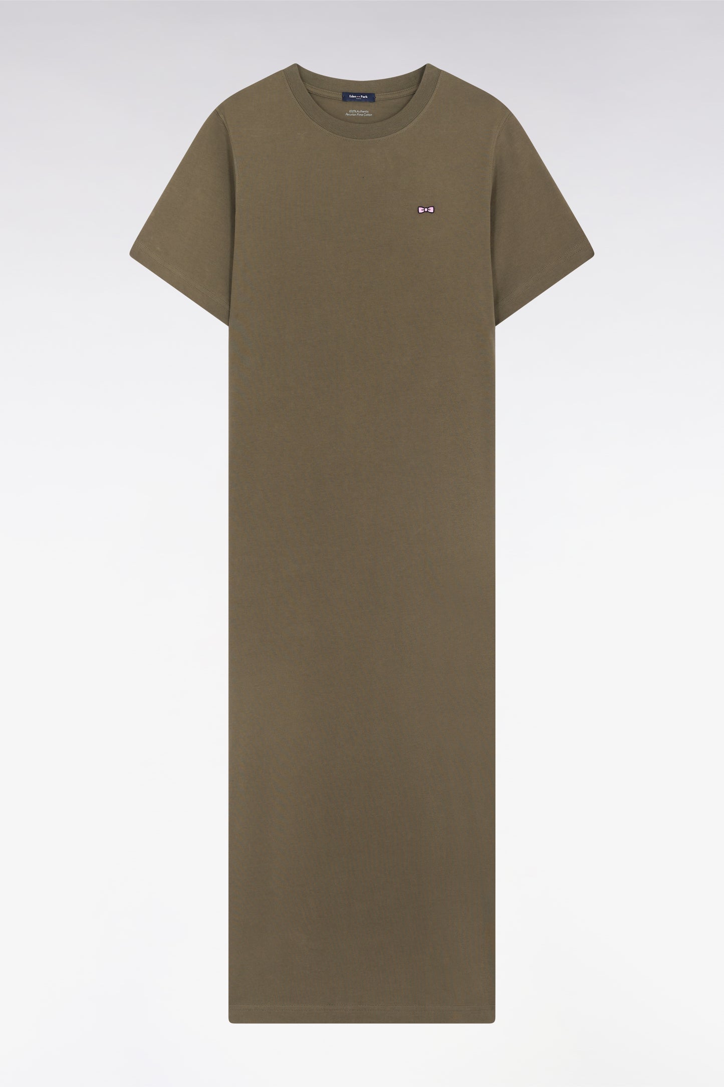 T-shirt dress in khaki Pima cotton, straight cut