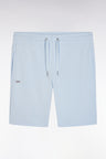 Straight-fit sky blue cotton fleece shorts