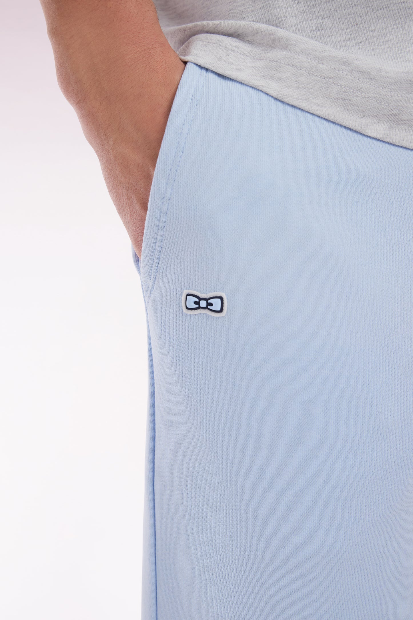 Relaxed fit sky blue cotton fleece shorts
