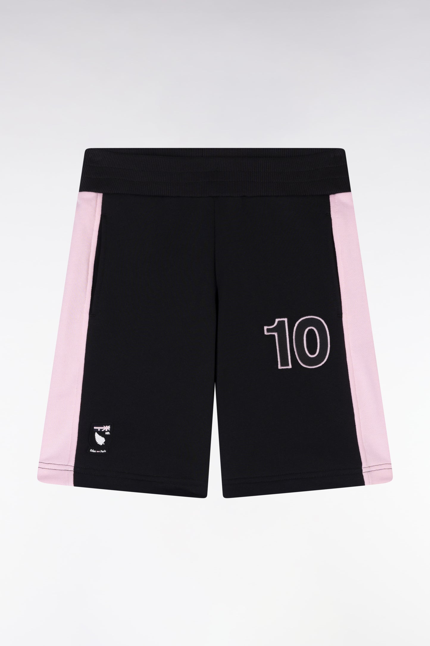 Straight-fit New Zealand shorts in black cotton fleece