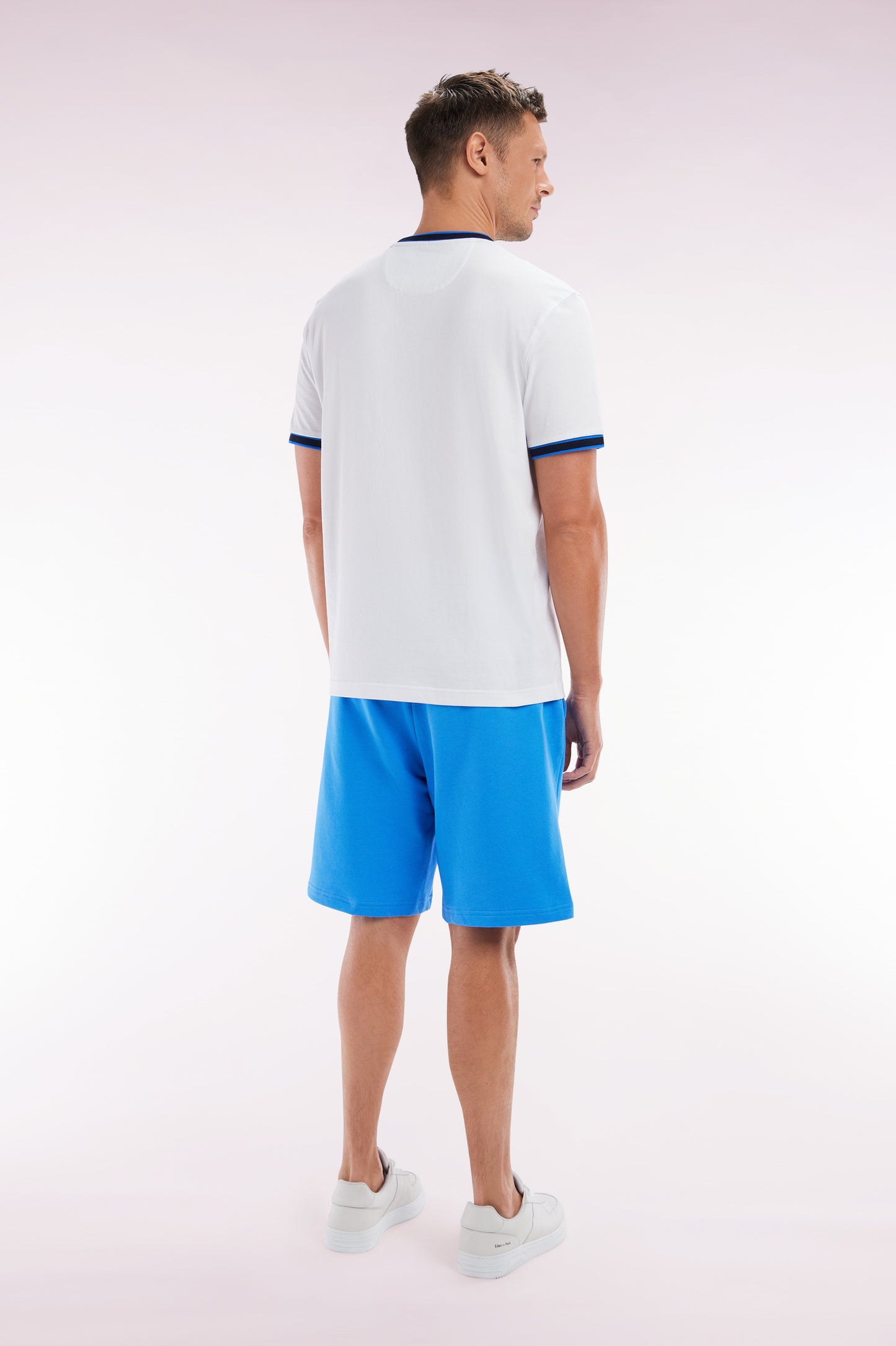 Relaxed-fit blue cotton fleece shorts