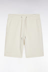 Relaxed-fit beige cotton fleece shorts