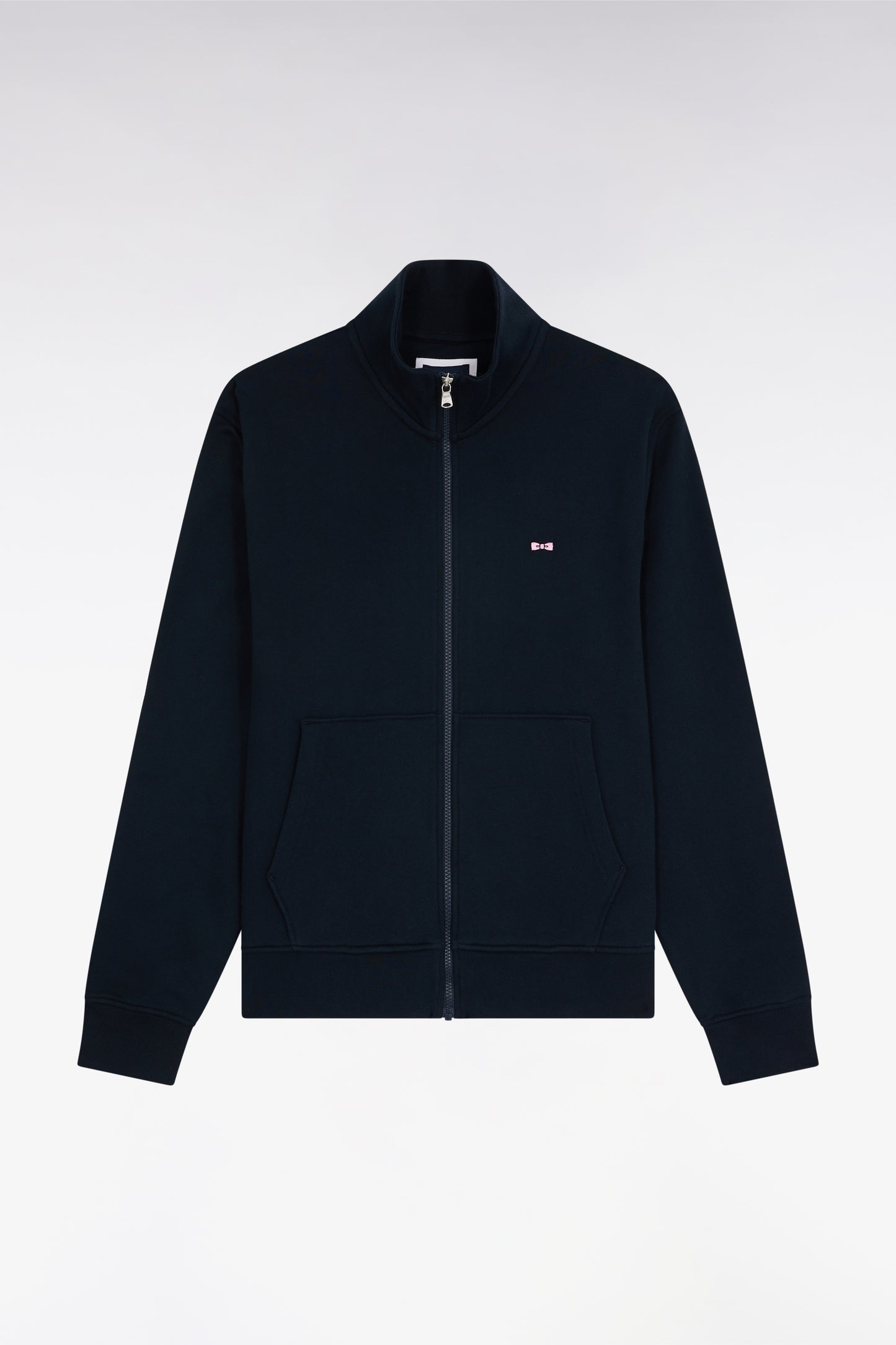 Straight-fit navy cotton zip-up sweatshirt