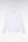 Straight-fit white cotton zip-up sweatshirt