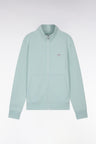 Straight-fit sea green cotton zip-up sweatshirt
