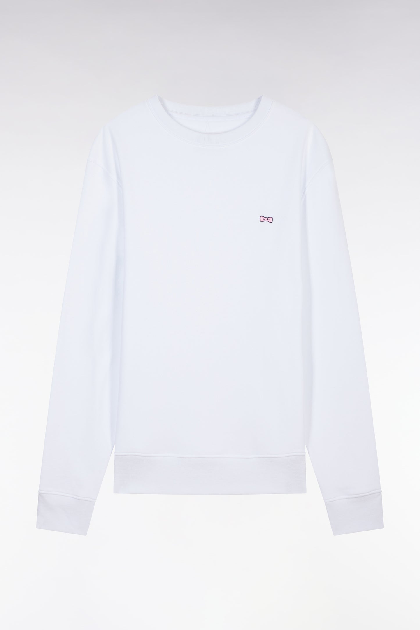 Straight-fit white cotton fleece sweatshirt