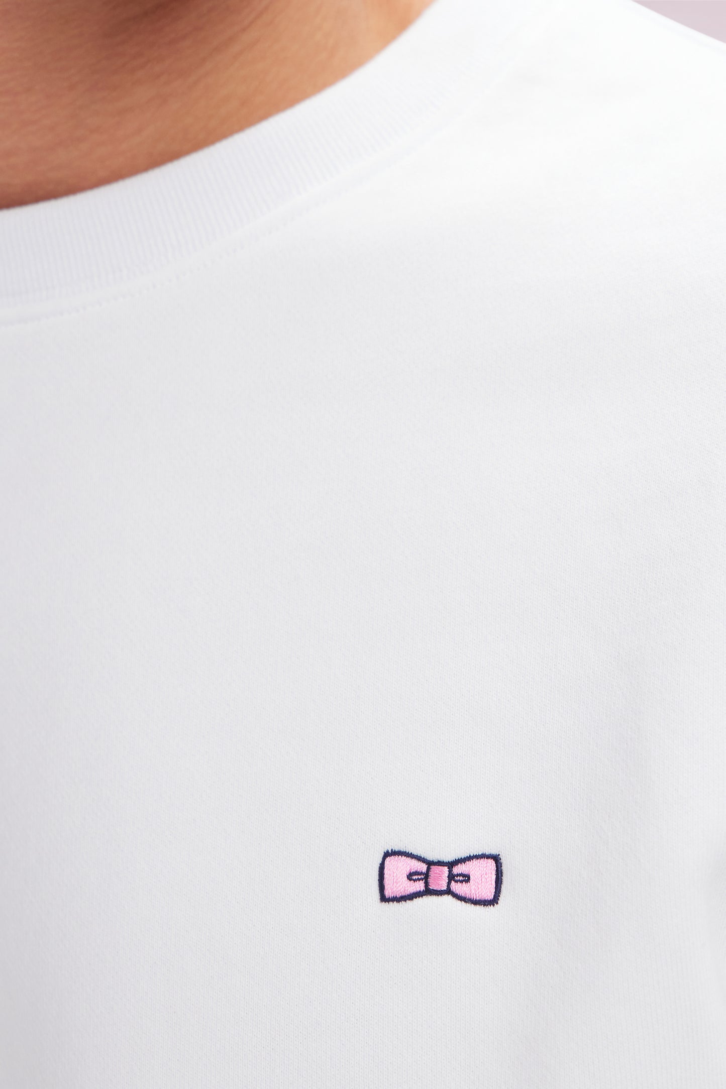 Straight-fit white cotton fleece sweatshirt