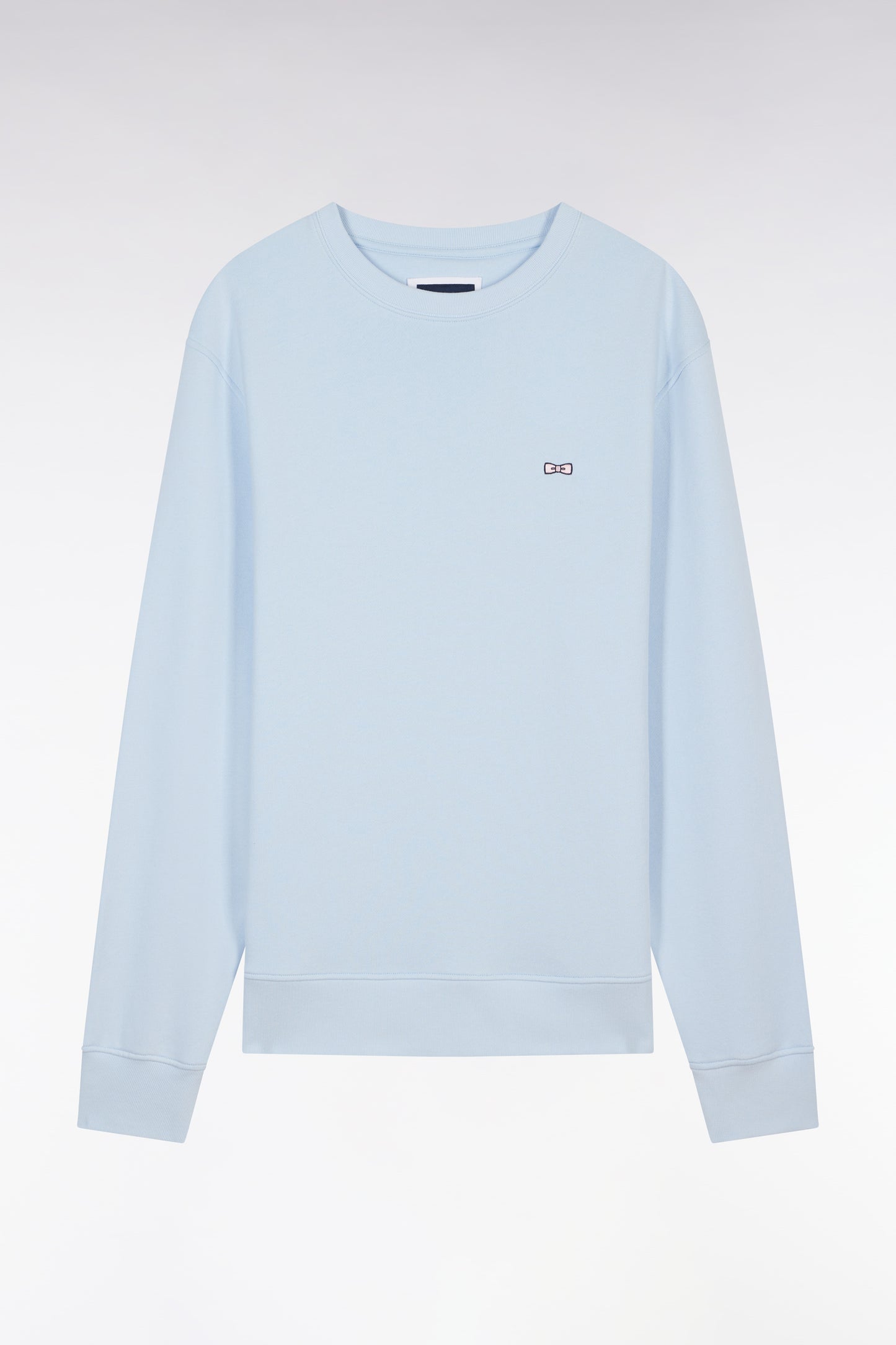 Straight-fit sky blue cotton fleece sweatshirt