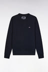Straight-fit navy cotton fleece sweatshirt