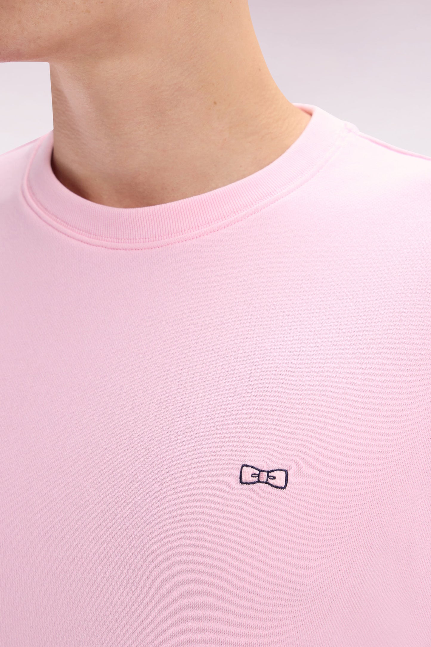 Straight-fit pink cotton fleece sweatshirt