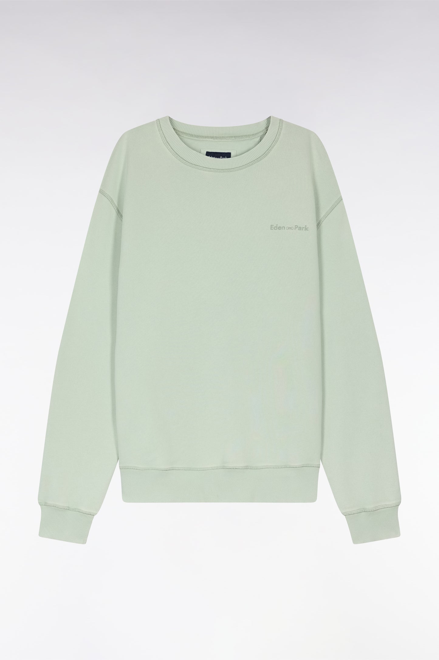 Relaxed-fit overdyed crewneck sweatshirt in sea green cotton fleece