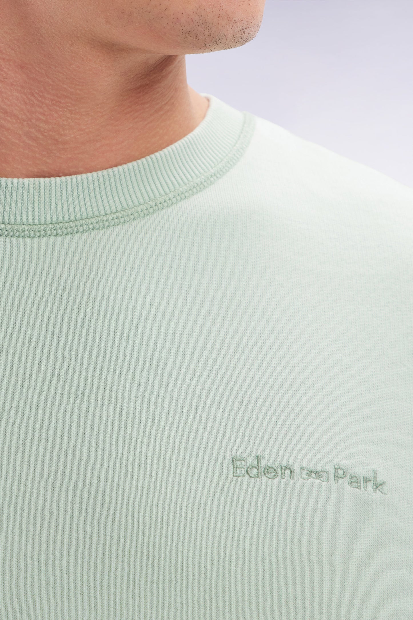 Relaxed-fit overdyed crewneck sweatshirt in sea green cotton fleece