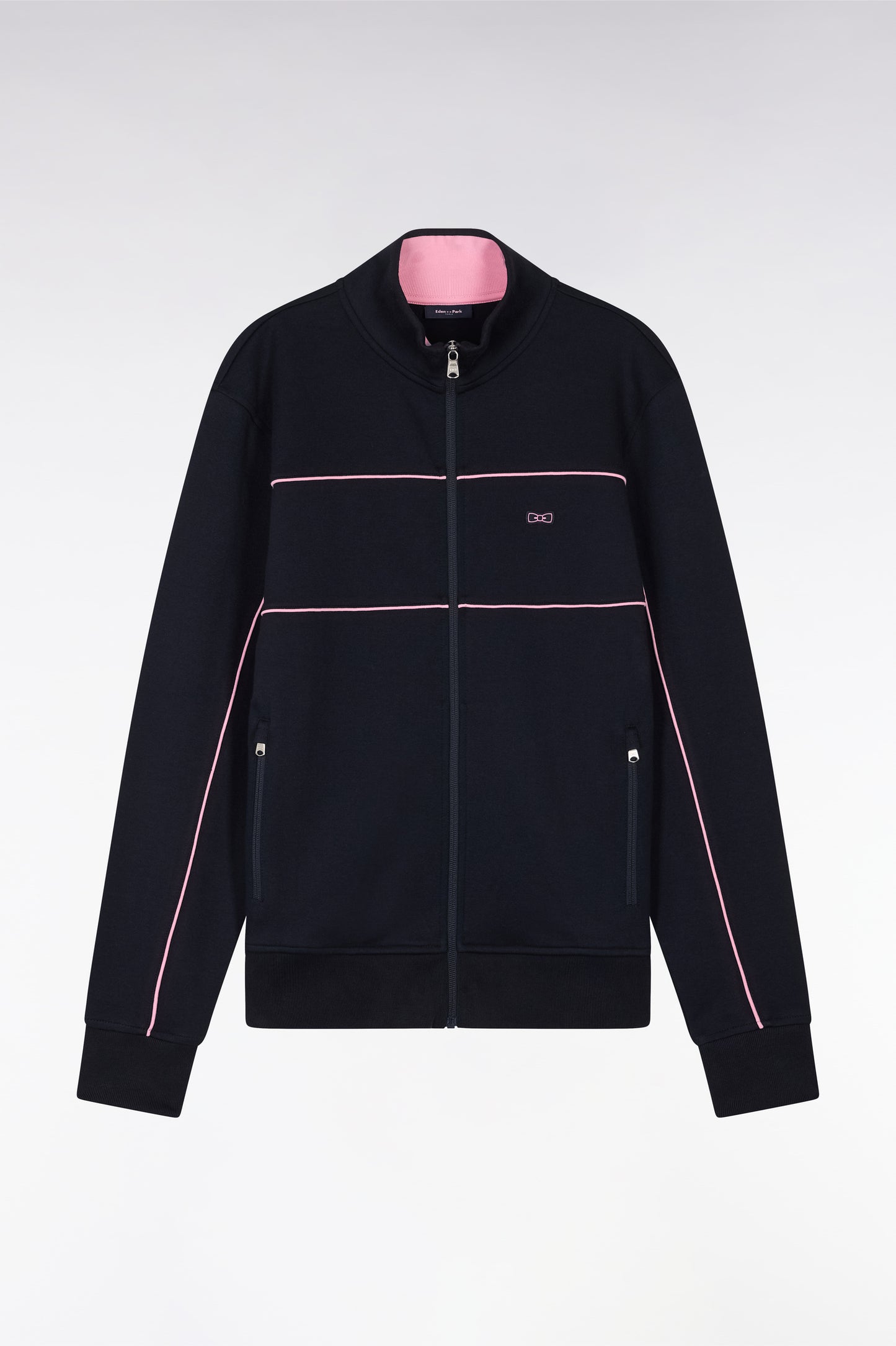 Straight-fit zip-up sweatshirt in blue cotton interlock