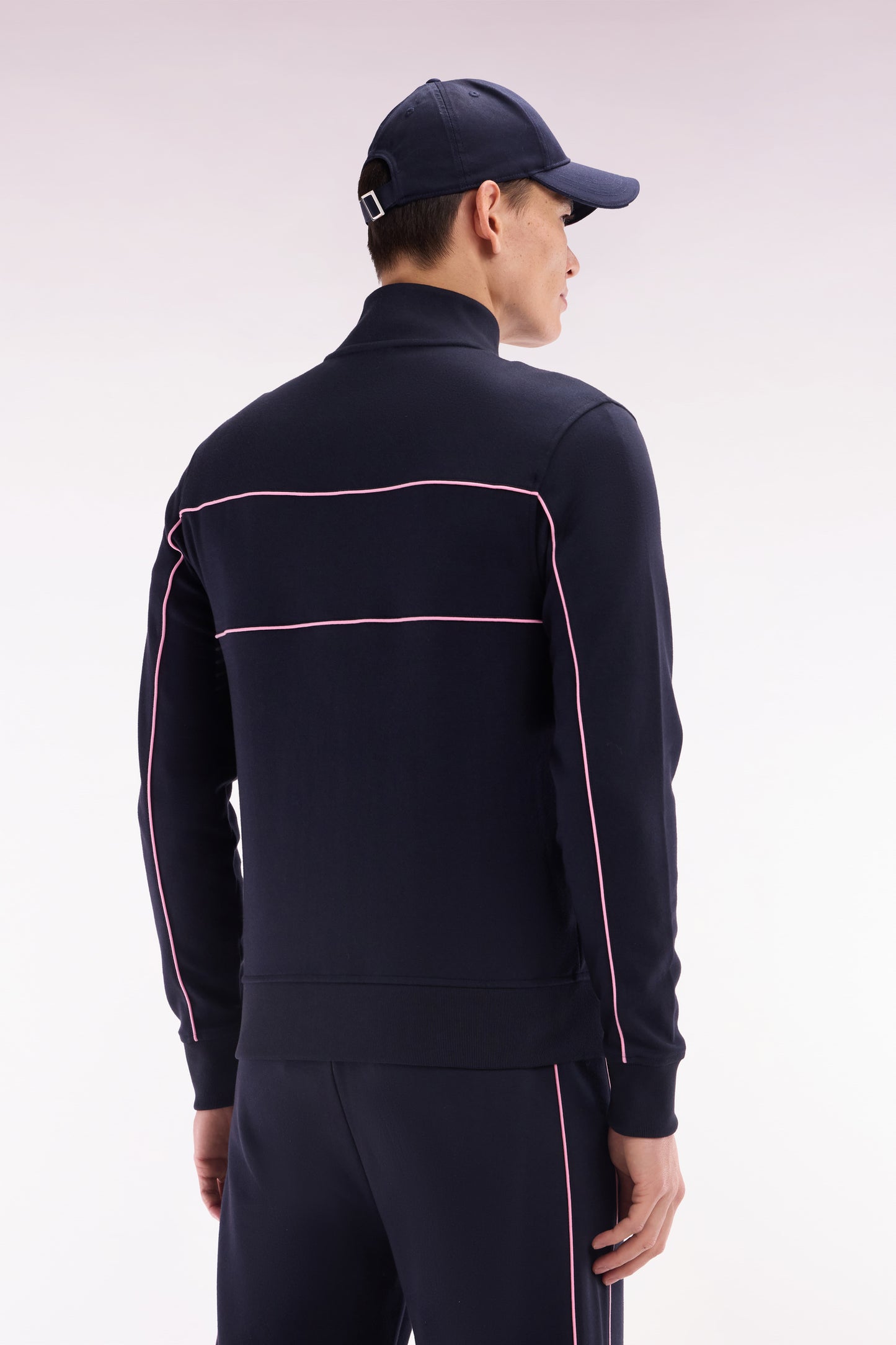 Straight-fit zip-up sweatshirt in blue cotton interlock