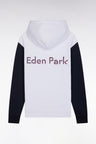 Relaxed-fit white cotton hoodie with two-tone back embroidery