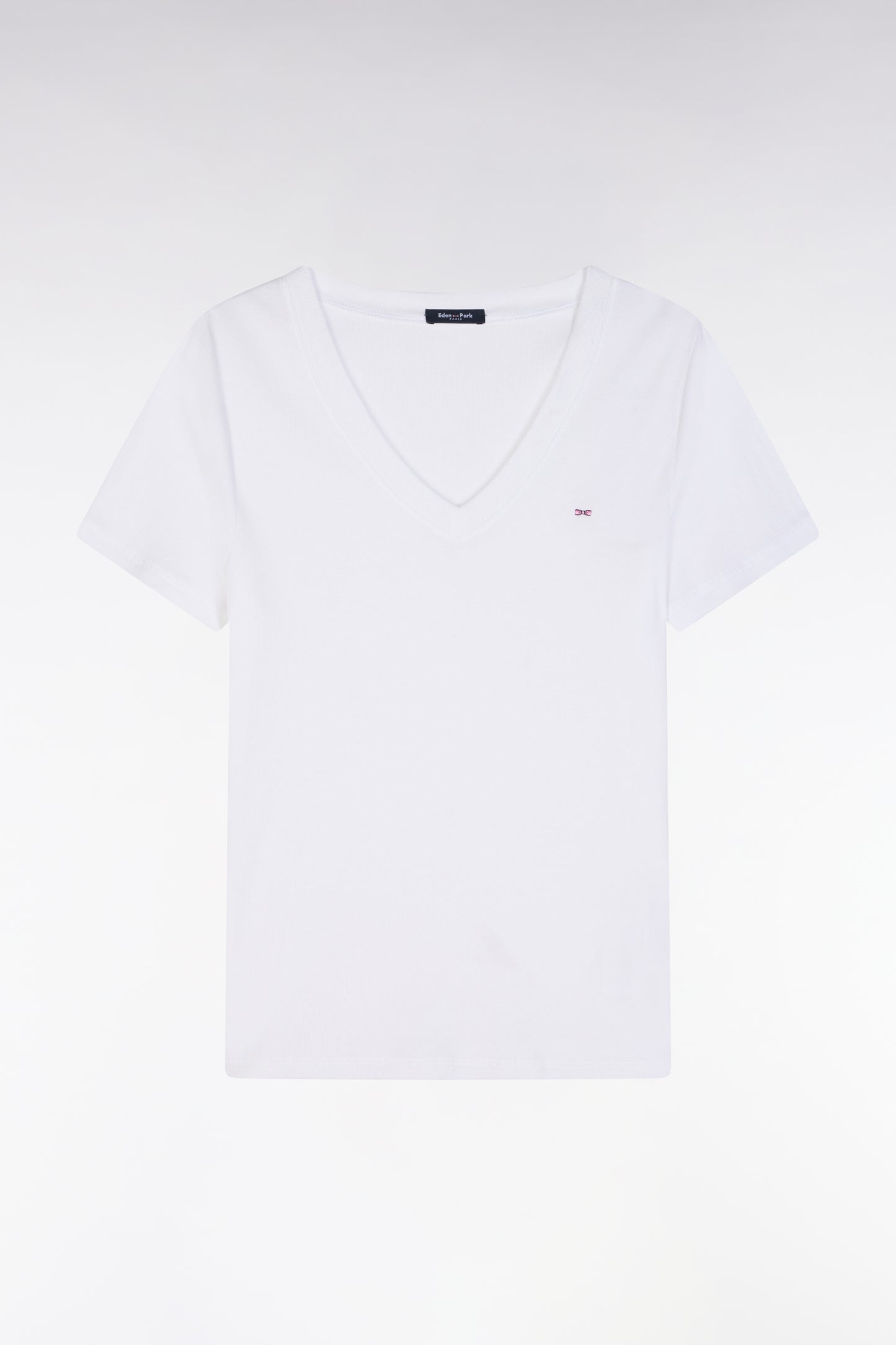 White ribbed Pima cotton T-shirt, slim fit