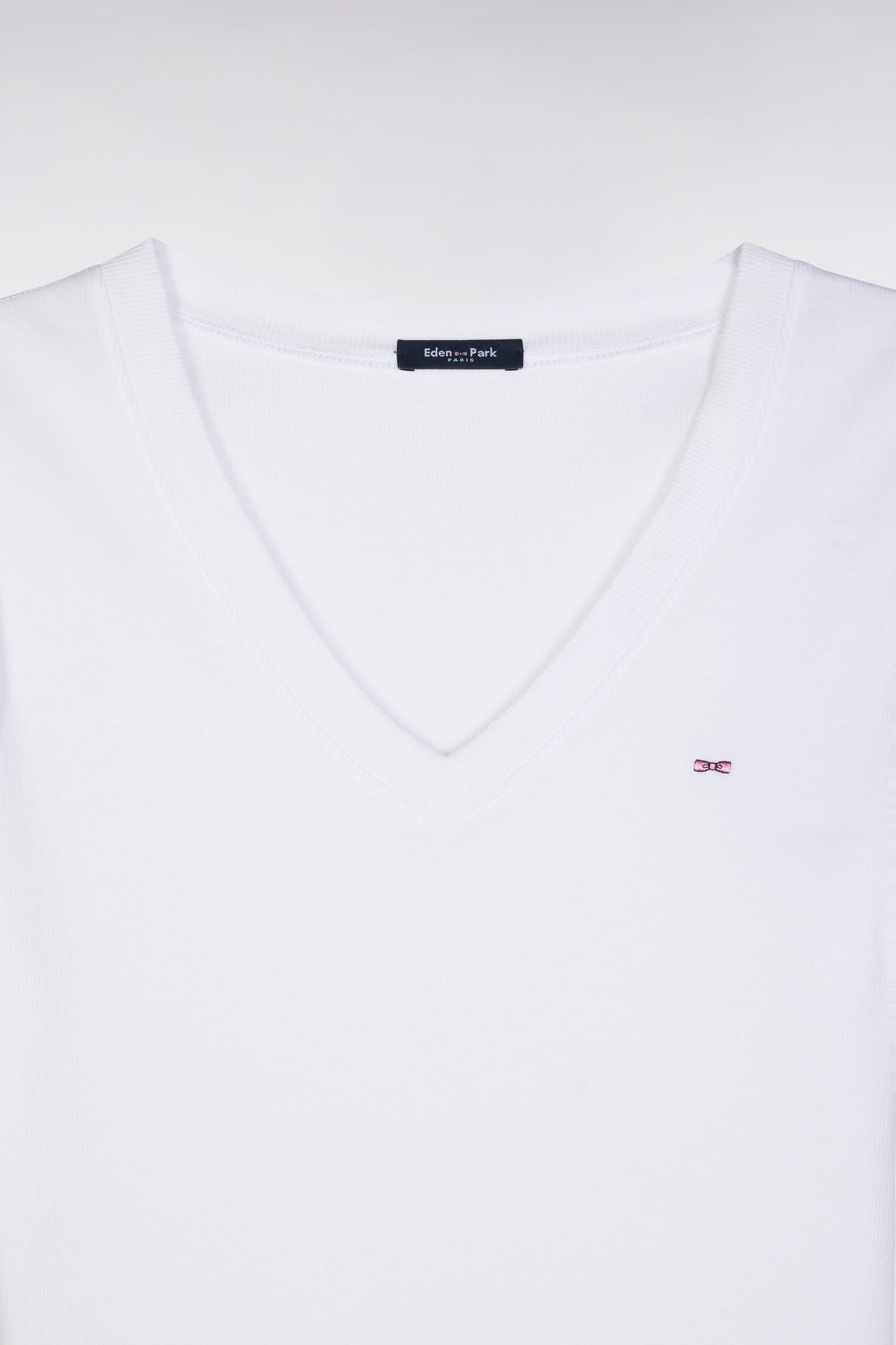 White ribbed Pima cotton T-shirt, slim fit