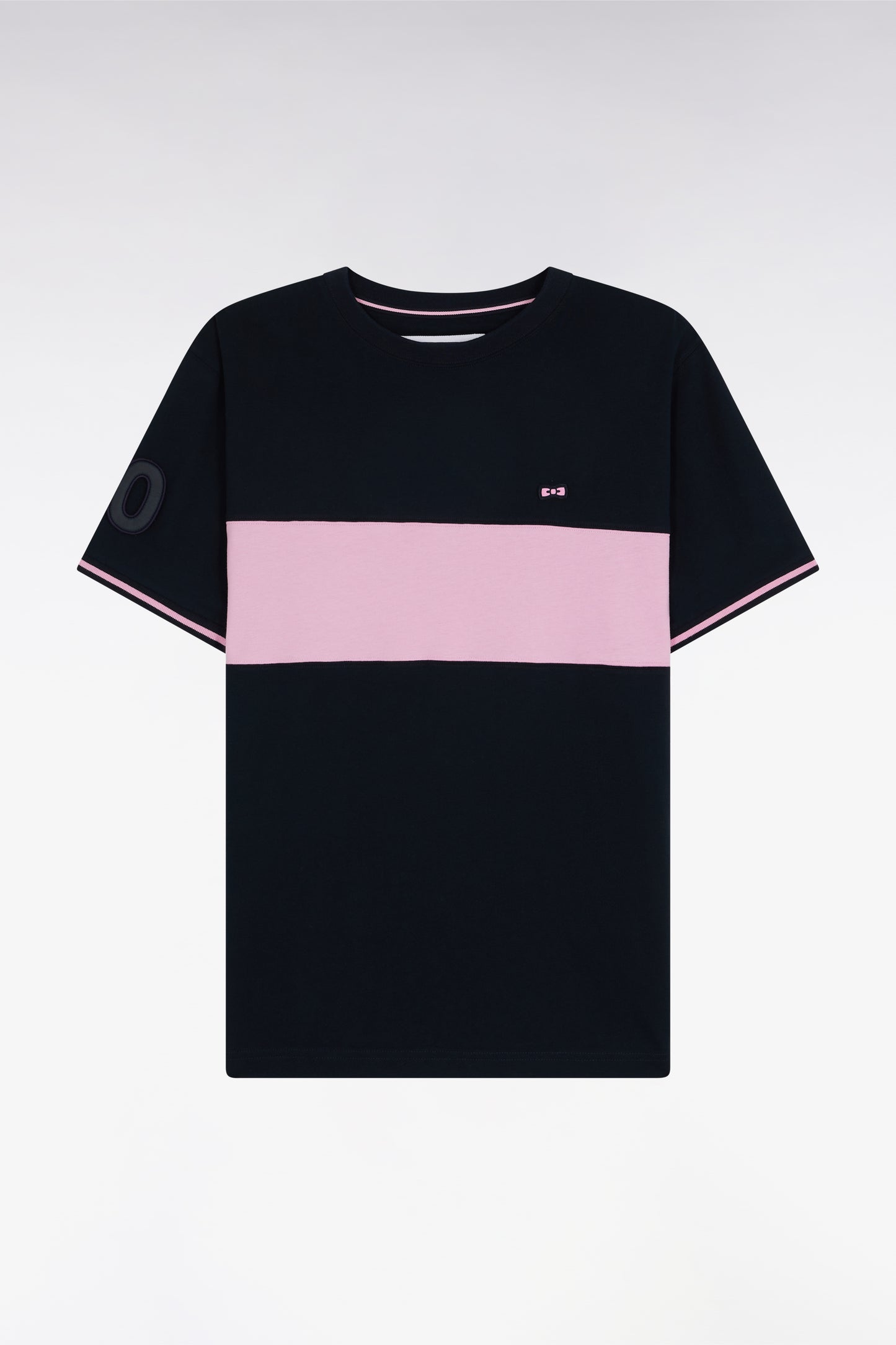 Relaxed-fit navy and pink cotton T-shirt