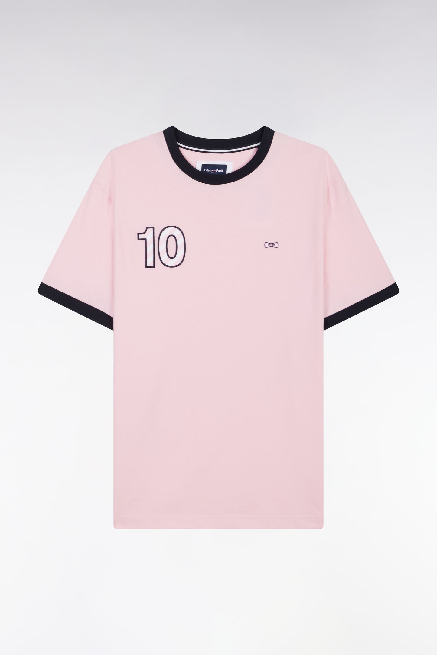 Cotton t-shirt pink embroidery 10 casual cut
