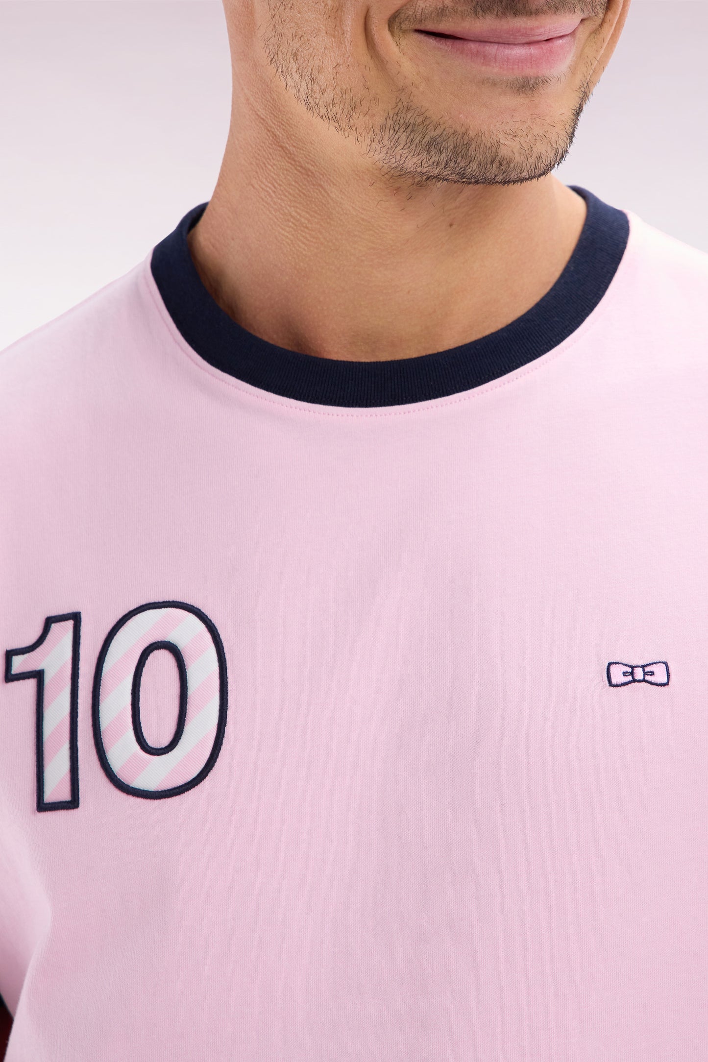 Cotton t-shirt pink embroidery 10 casual cut