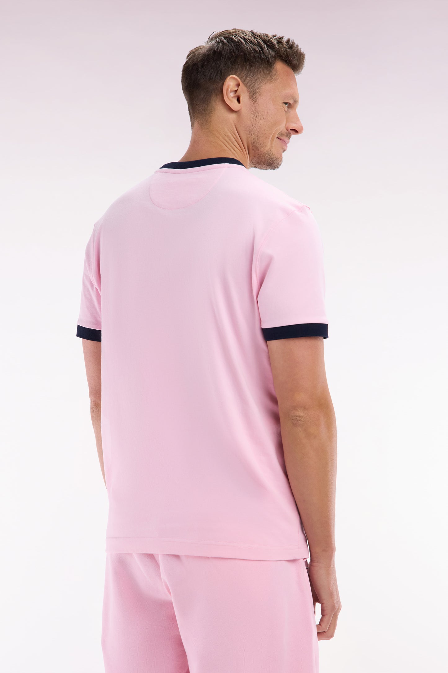 Cotton t-shirt pink embroidery 10 casual cut