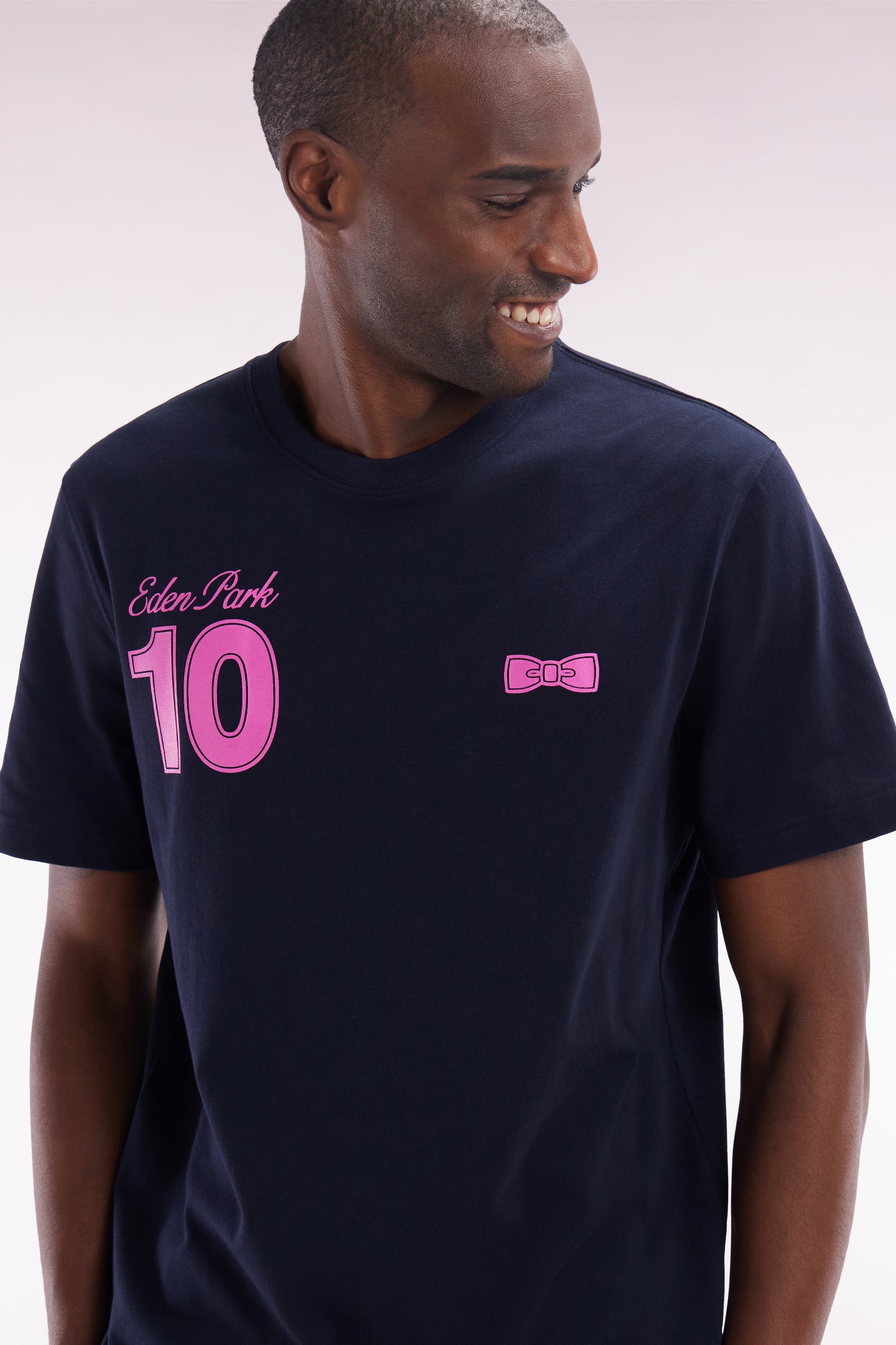 T-shirt 10 in navy and pink cotton, relaxed fit
