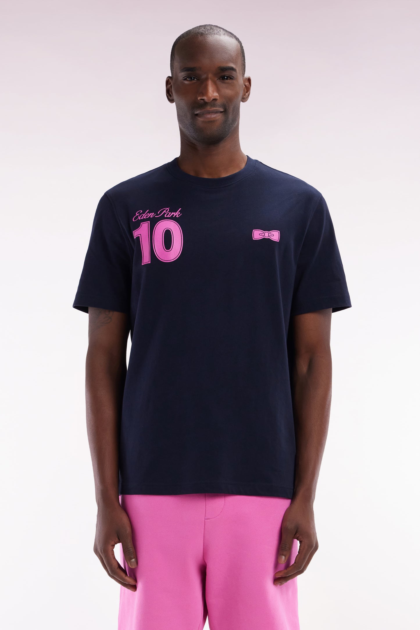 T-shirt 10 in navy and pink cotton, relaxed fit