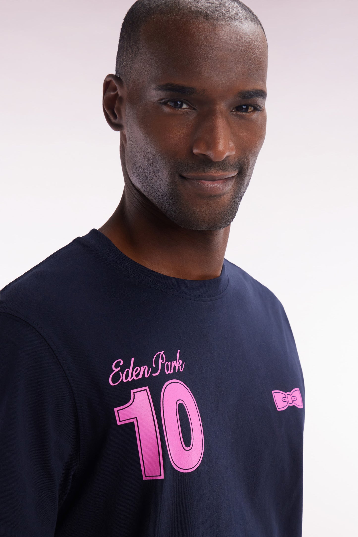 T-shirt 10 in navy and pink cotton, relaxed fit