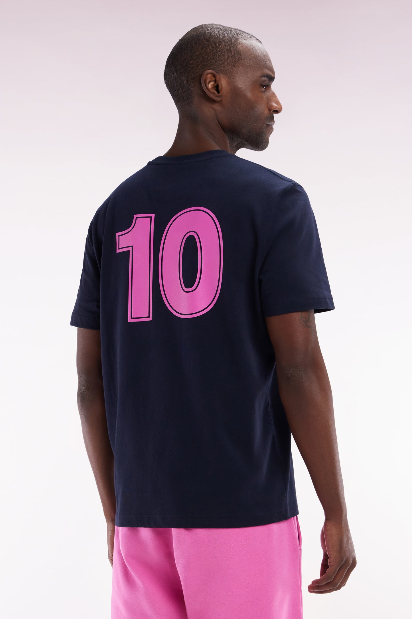 T-shirt 10 in navy and pink cotton, relaxed fit